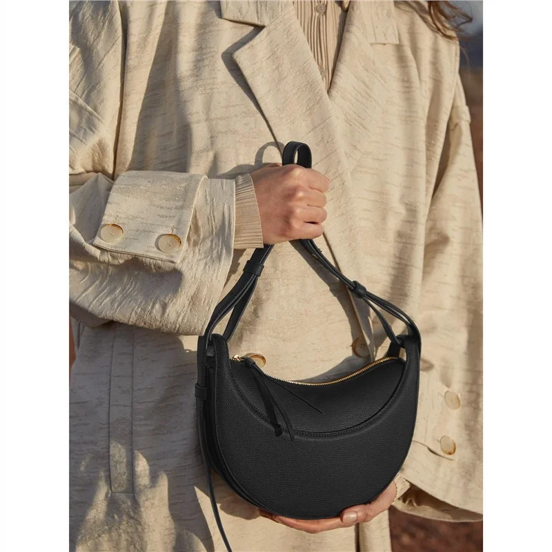 

2024 Designer INS Blogger Recommend Crossbody Crescent Bag Women's Leather Underarm Saddle Bag