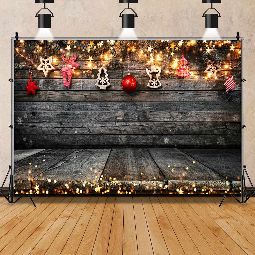 

Christmas Tree Wooden Board Flower Wreath Gift Photography Window Snowman Cinema Background Prop SDG-10