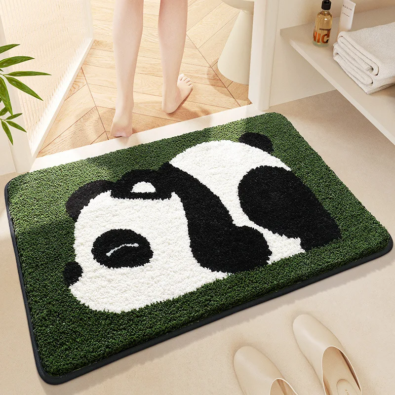 

Напольный коврик в ванную комнату, Впитывающий Коврик с рисунком маленькой панды, домашний утолщенный флокирующий ковер для ванной и дома