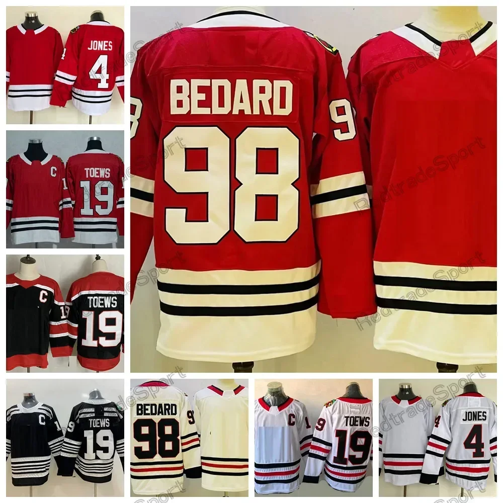 

Custom 2023 New 98 Connor Bedard 19 Jonathan Toews 4 Seth Jones 88 Kane Chicago Stitched Hockey Jersey America Ice Hockey Jersey