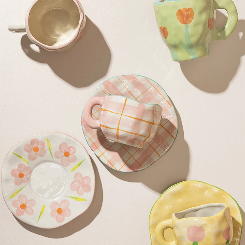 Korean Style Irregular Hand-painted Flower Ceramic Coffee Mug With Saucer Home Office Breakfast Milk Juice Tea Handle Cup Gift
Korean Style Irregular Hand-painted Flower Ceramic Coffee Mug With Saucer Home Office Breakfast Milk Juice Tea Handle Cup Gift