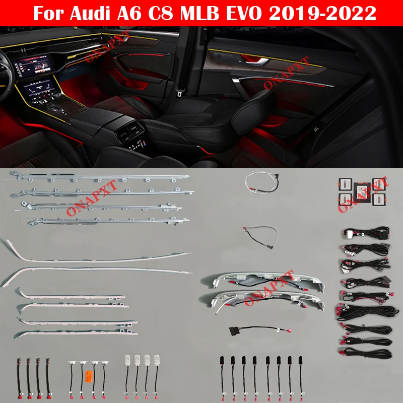 

30-Color For Audi A6 C8 MLB EVO 2019-2022 MMI APP Car LED Decorative Door Dashboard Ambient Light Atmosphere Lamp Luminous Strip