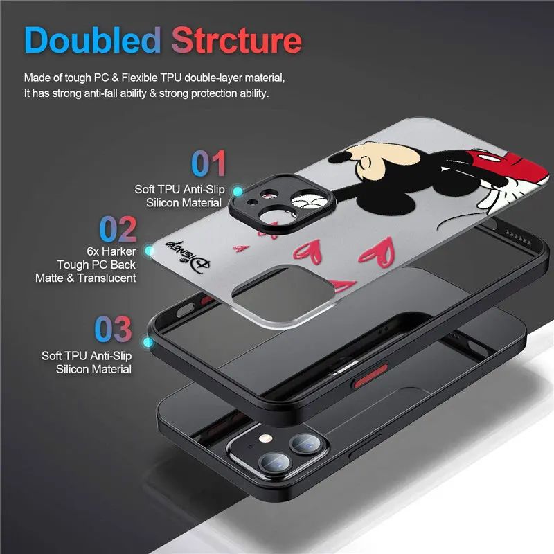 Disney Love Minnie Mickey Anime Phone Case For iPhone 14 15 16 Pro Max Cover For Apple 11 12 13 Pro 7 8 16 Plus Translucent Case Disney Love Minnie Mickey Anime Phone Case For iPhone 14 15 16 Pro Max Cover For Apple 11 12 13 Pro 7 8 16 Plus Translucent Case