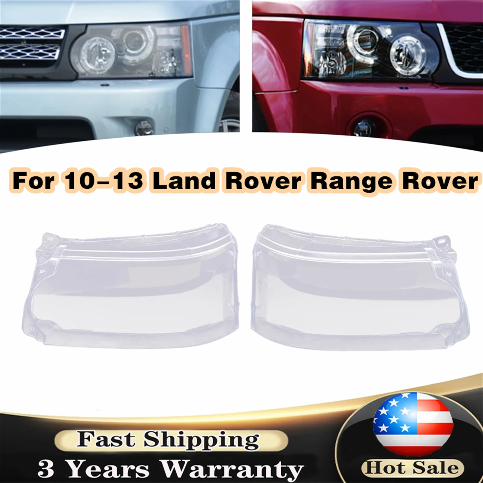 

For Land Rover Range Rover Sport 2010 2011 2012 2013 Pair Headlight Lampshade Headlamp Lens Covers