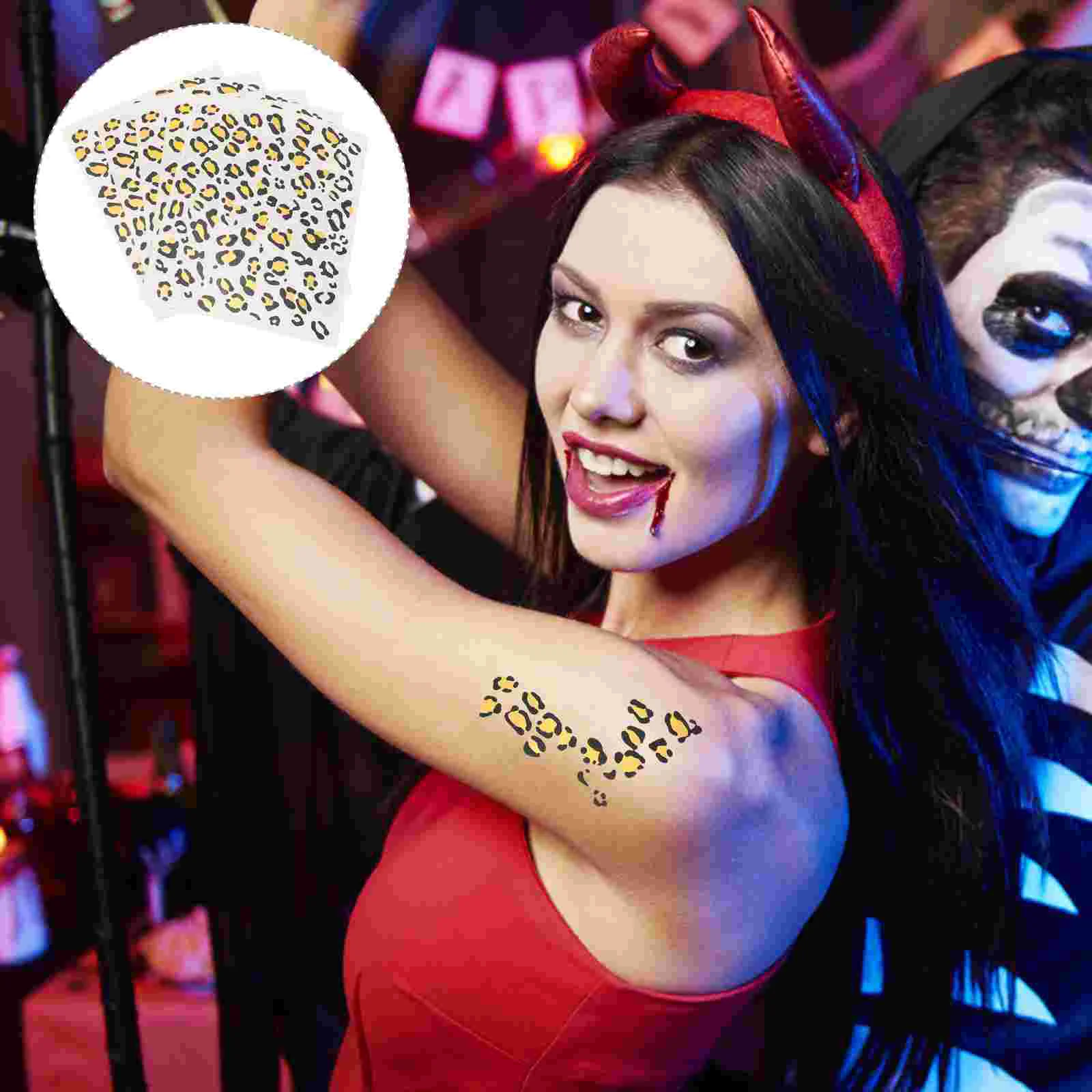 

Leopard Print Temporary Tattoos DIY Decals Halloween Party Costume Tattoos Kit Temporary Tattoos Decor For Women
