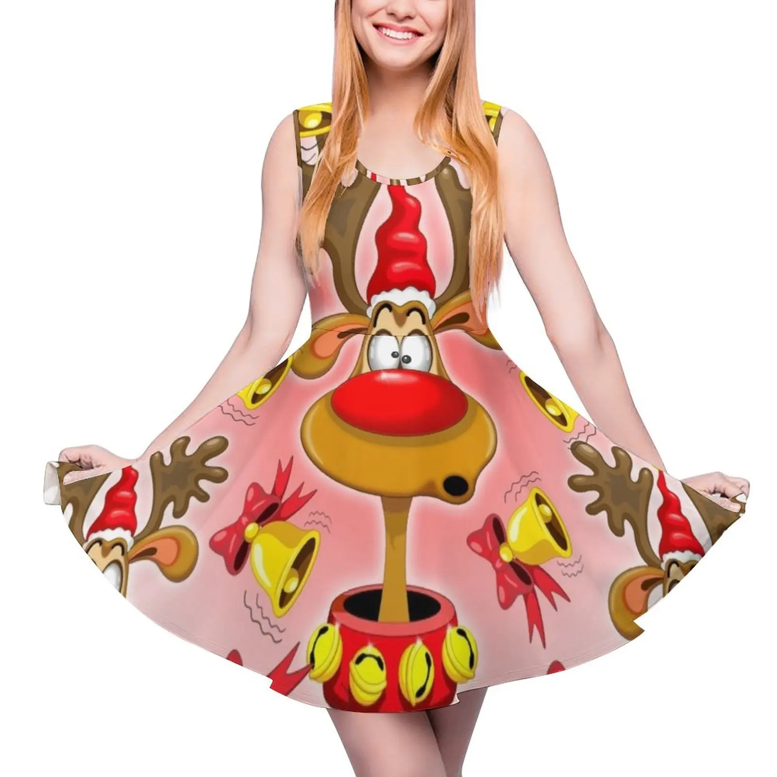 Reindeer Fun Christmas Cartoon with Bells Alarms Round Neck Dress summer women's suit dresses for woman
Reindeer Fun Christmas Cartoon with Bells Alarms Round Neck Dress summer women's suit dresses for woman