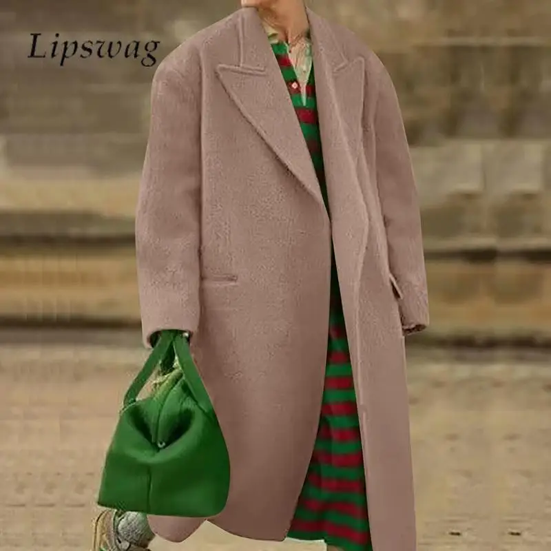 New Elegant Ladies Woolen Coat Autumn Winter Vintage Solid Color Long Windbreakers Jacket Casual Turn-Down Collar Loose Cardigan
New Elegant Ladies Woolen Coat Autumn Winter Vintage Solid Color Long Windbreakers Jacket Casual Turn-Down Collar Loose Cardigan