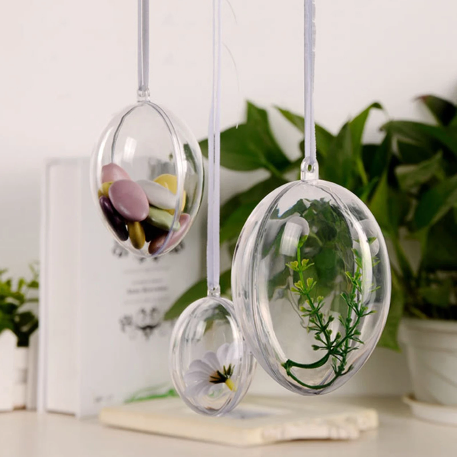 

10pcs Hanging Clear Spheres Decorations for Christmas Tree Ornaments Bauble Fillable Ball DIY Plastic Transparent Wedding Party