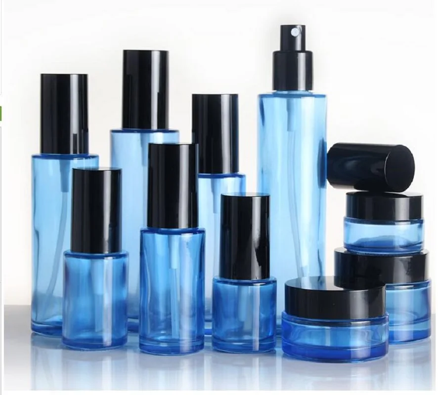 

20g30g50g20ml60ml100ml120ml blue glass bottle jar pot tin lotion emulsion serum foundation cream gel eye essence skin packing