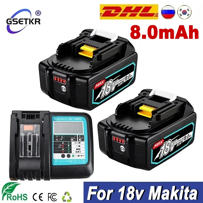 

NEW With LED Charger Rechargeable Battery 18 V 6000mAh Lithium ion for Makita 18v Battery 6Ah BL1840 BL1850 BL1830 BL1860 LXT400