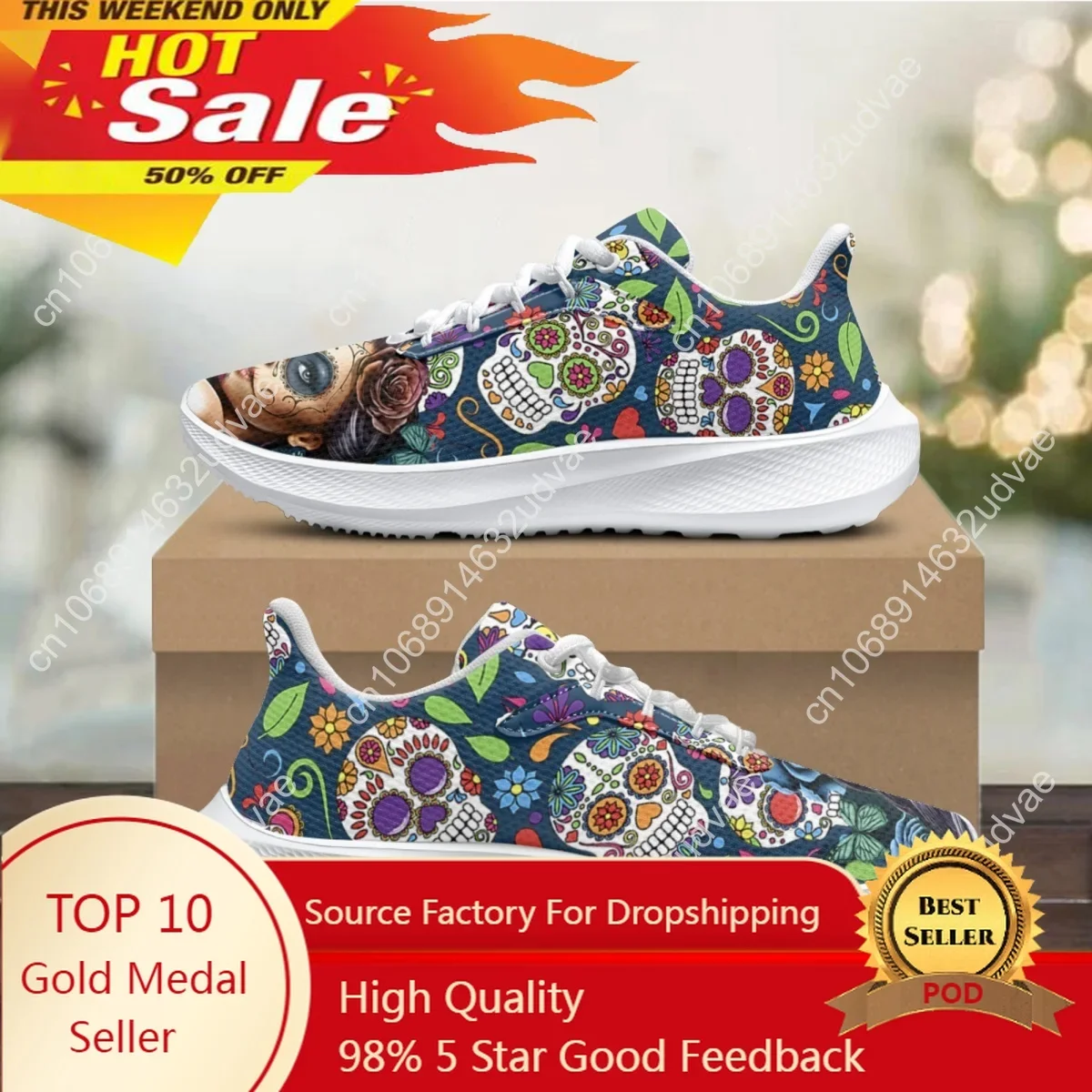 

Sneakers for Teen Girls The Day of The Dead Skull Print Dirty-Resistant Non-Slip Running Shoes Lady Tennis Shoe Halloween Gift