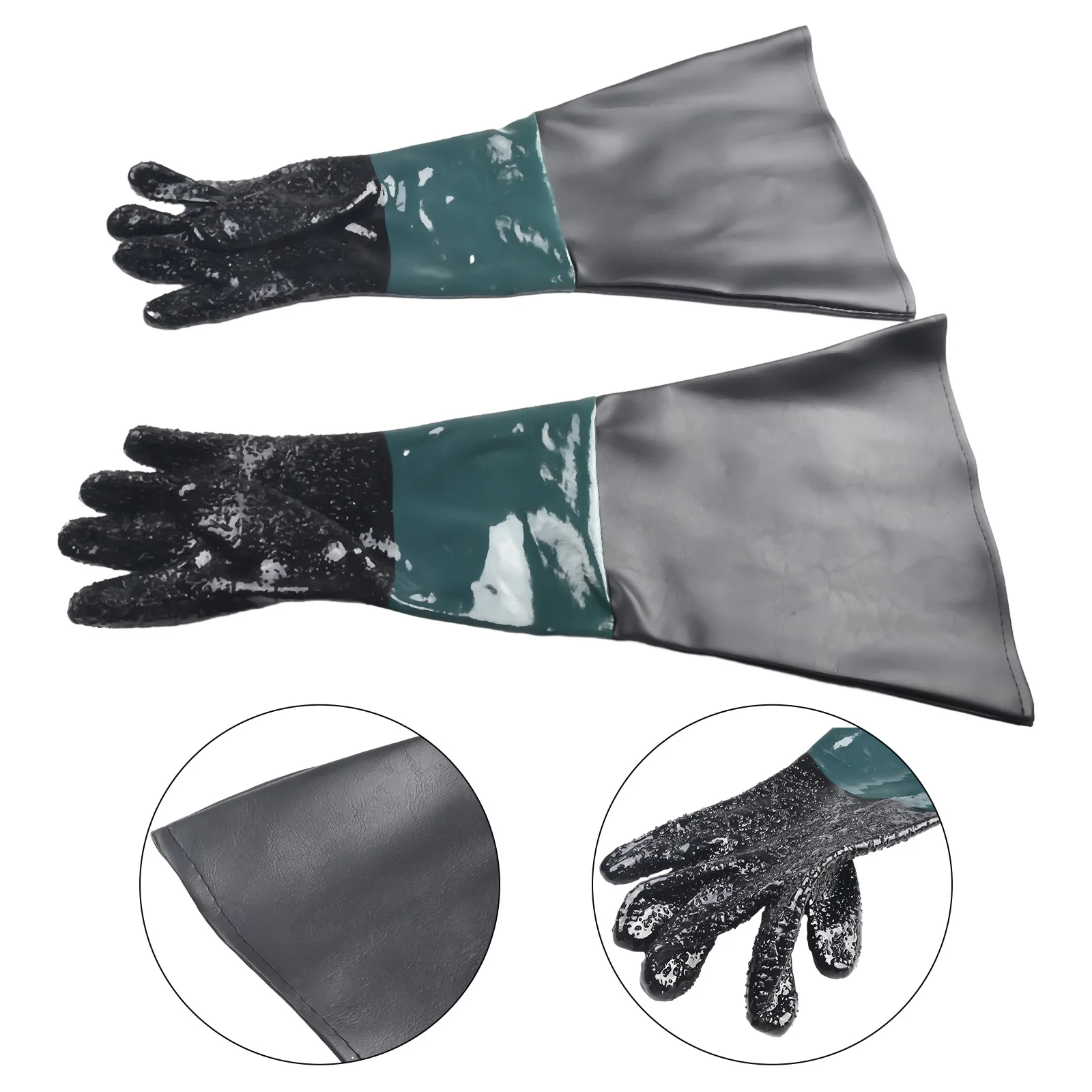 

Gloves Sandblasting Gloves 1 Pair 2pcs 60*30cm 60cm Accessories Comfortable Green Stitching Black PVC + Cotton