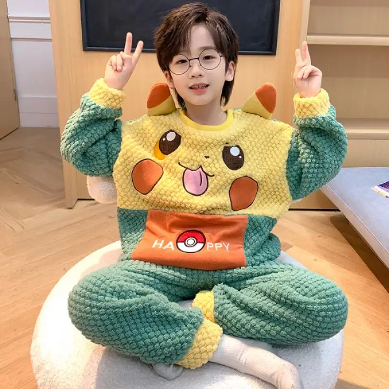 2023 New Children's Pokemon Winter Pajamas Anime Cartoon Pikachu Children's Thickened Pajamas Cute Boys Home Clothing Gift
2023 New Children's Pokemon Winter Pajamas Anime Cartoon Pikachu Children's Thickened Pajamas Cute Boys Home Clothing Gift