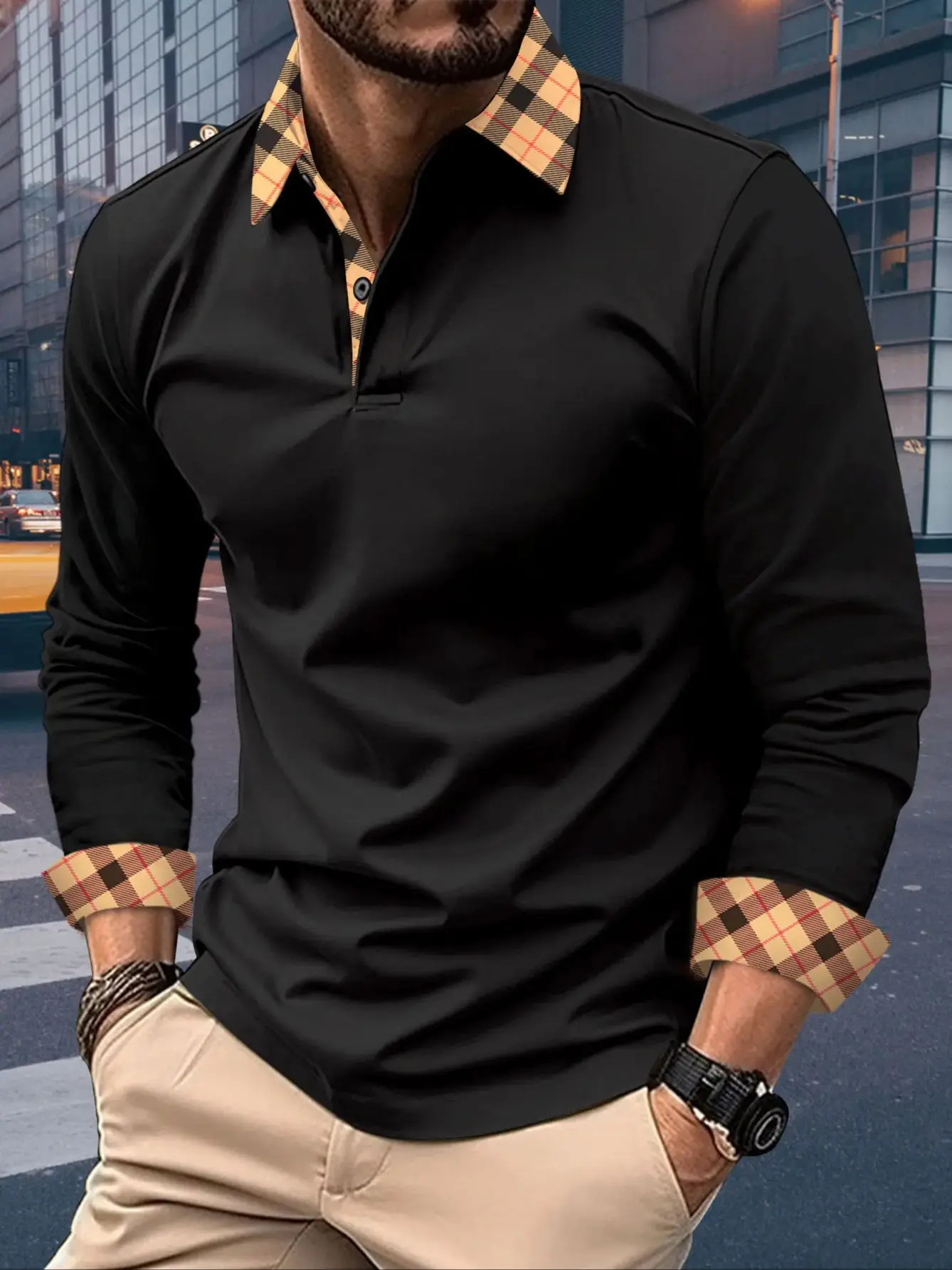 Spring and Autumn New Men's Casual Business Long sleeved Polo Shirt Fashion Plaid Stripe Cuff Polo Shirt Breathable Polo Shirt
Spring and Autumn New Men's Casual Business Long sleeved Polo Shirt Fashion Plaid Stripe Cuff Polo Shirt Breathable Polo Shirt