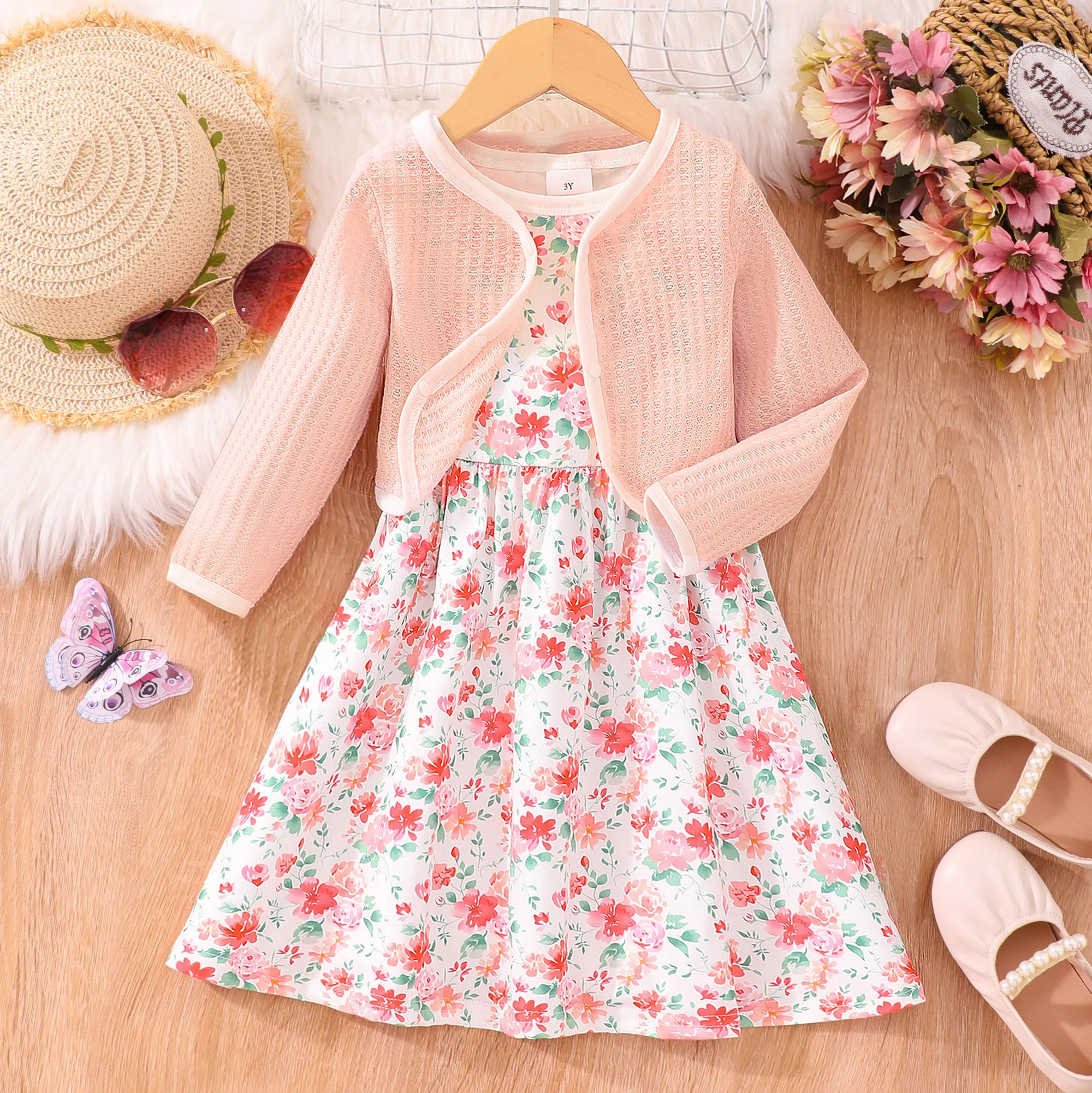 Girls Autumn Solid Color Long Sleeved Coat+sleeveless Printed Dress 3-7 Year Old Girl Set Children's Clothing 2-piece Set Of
Girls Autumn Solid Color Long Sleeved Coat+sleeveless Printed Dress 3-7 Year Old Girl Set Children's Clothing 2-piece Set Of