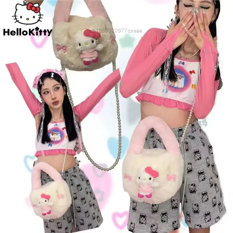 Sanrio Hello Kitty Fluffy Plush Dolls Crossbody Bag With Beading Pearls, Y2k Women Sweet Fuzzy Purse Bag Cute Small Handheld Bag
Sanrio Hello Kitty Fluffy Plush Dolls Crossbody Bag With Beading Pearls, Y2k Women Sweet Fuzzy Purse Bag Cute Small Handheld Bag