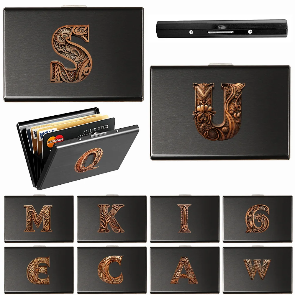 New Wood Art Letter Printing Men's Business Card Holder Anti Scan Credit Card RFID Fence Metal Ultra-thin ID Card Set Wallet
New Wood Art Letter Printing Men's Business Card Holder Anti Scan Credit Card RFID Fence Metal Ultra-thin ID Card Set Wallet