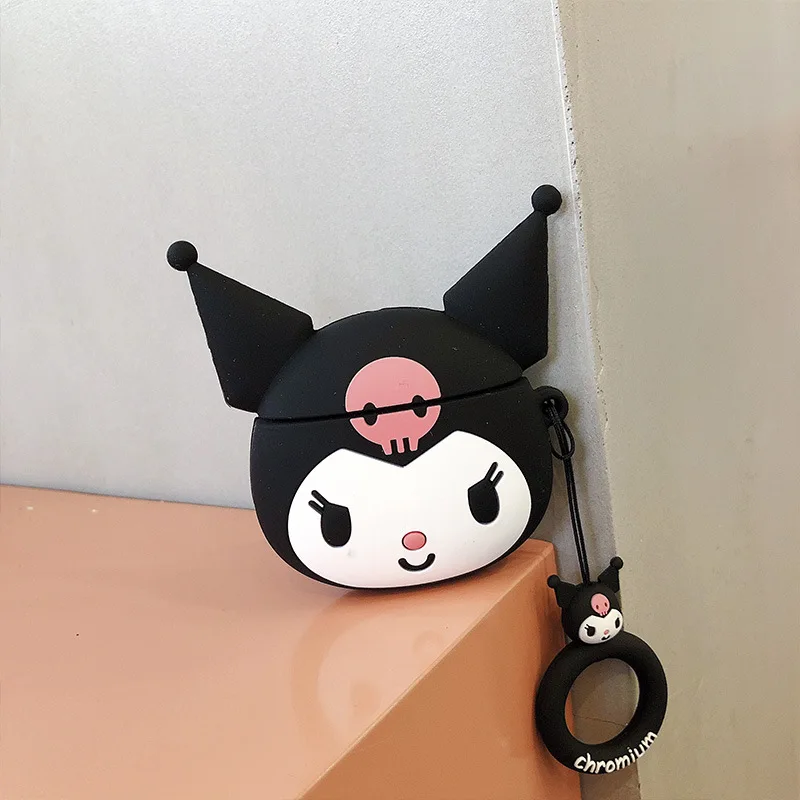 

Sanrio Earphones Drop-Proof Box Kuromi 3D Doll Pendant Case for Apple Airpods Air Pods 1 Pro 2 3 Cover Headphone Soft Silicone