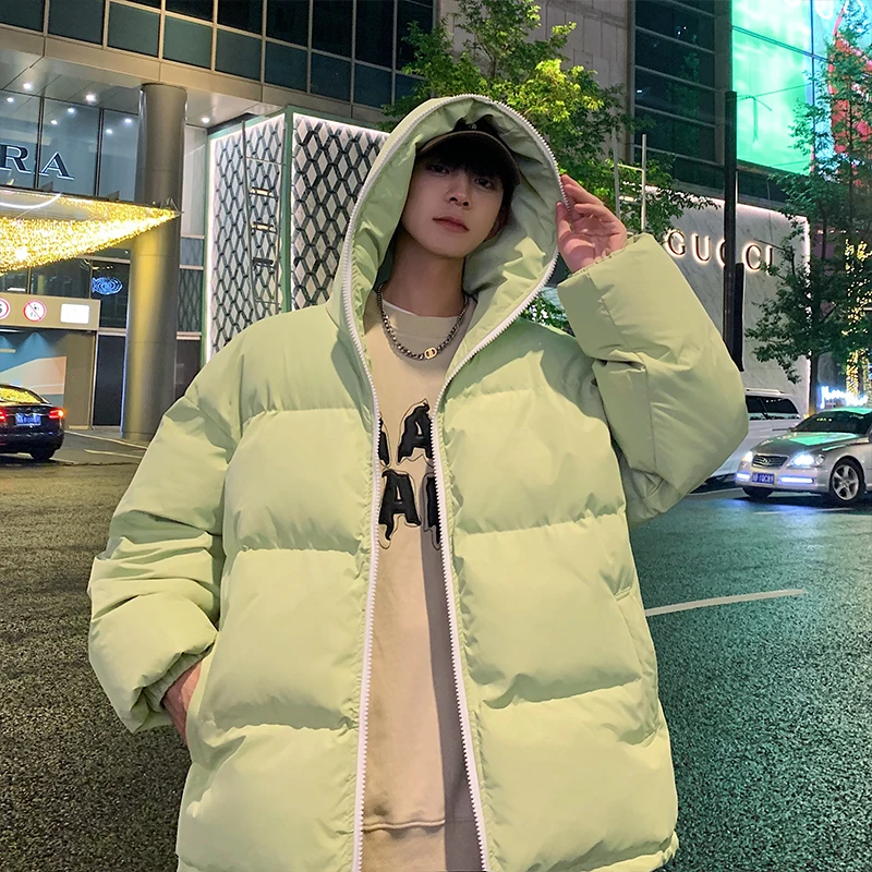 

Puffer Jacket Men Hooded Collar Men WinterClothing 2024 Cotton Padded Jackets Men Streetwear Thicken Warm Coats with Hat M-XXXL