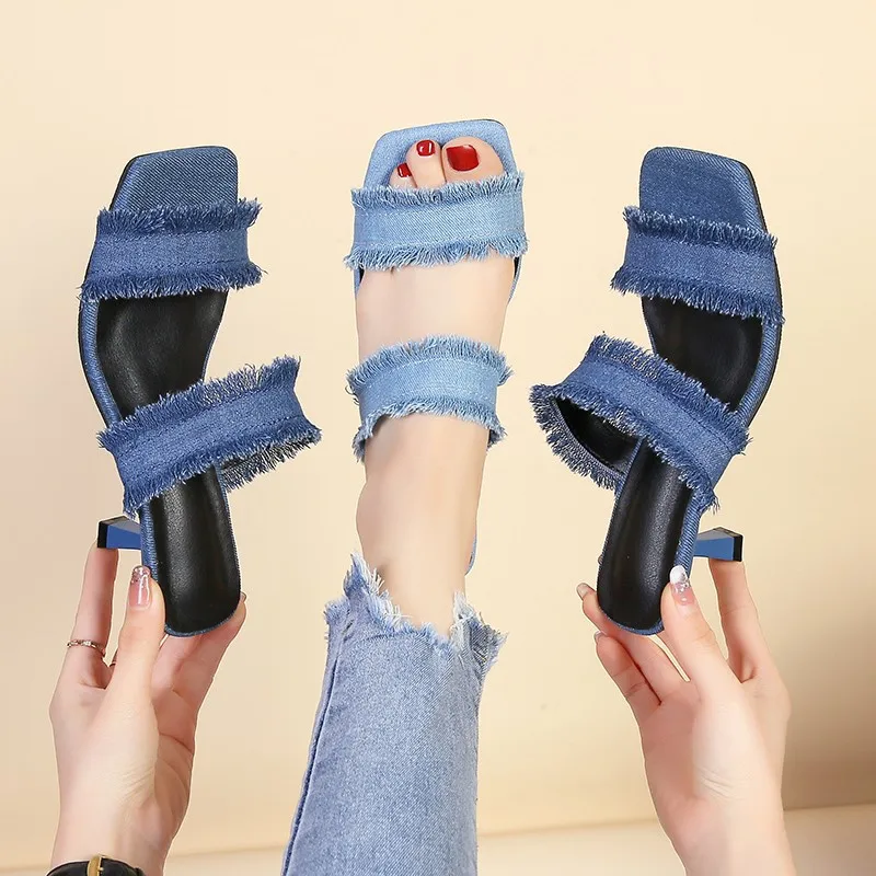 Women Denim Women's Mules Slipper Sandals 2023 Retro Slip on Stiletto Pumps Summer High Heels Peep Toe Shoes Pantuflas De Mujer
Women Denim Women's Mules Slipper Sandals 2023 Retro Slip on Stiletto Pumps Summer High Heels Peep Toe Shoes Pantuflas De Mujer