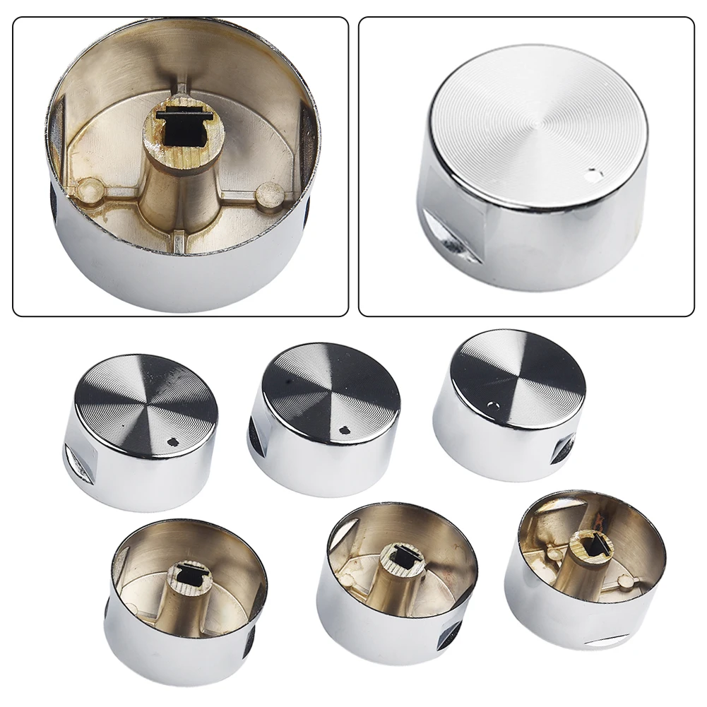 

Cooktop Handle Rotary Switch Round Silver Simple Zinc Alloy 6 Pieces Diameter 6mm Easy Installation Embedded Hole