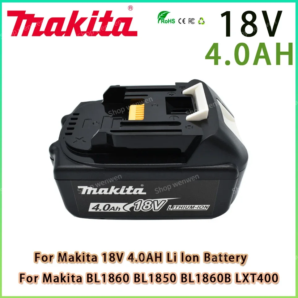 

Makita 100% Original 18V 4.0AH Rechargeable Power Tools Battery with LED Li-ion Replacement LXT BL1840 BL1860B BL1860 BL1850