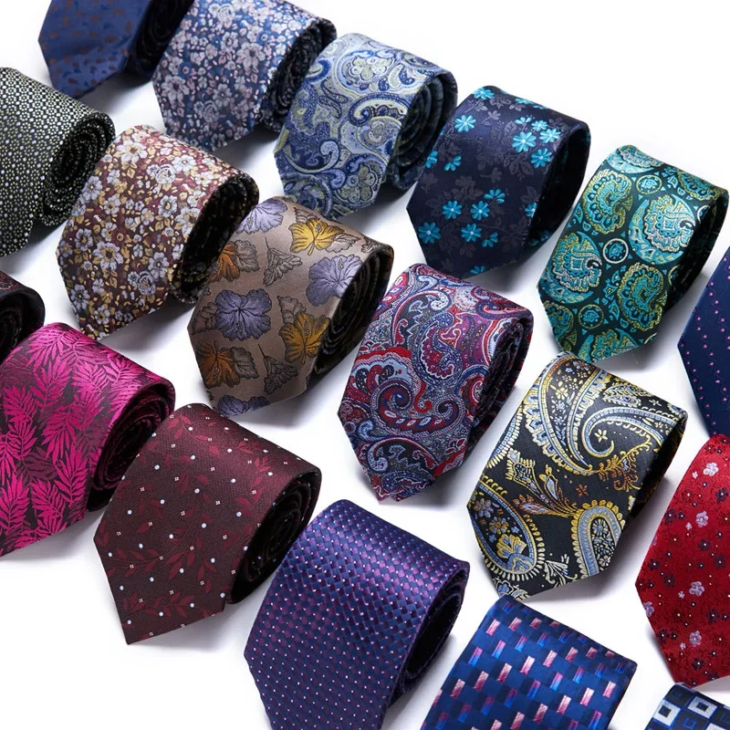 

Silk New Men'S Tie 7.5cm Blue Necktie Silk Gravatas For Men Paisley Floral Fit Wedding Workplace Slim For Men Fit Wedding