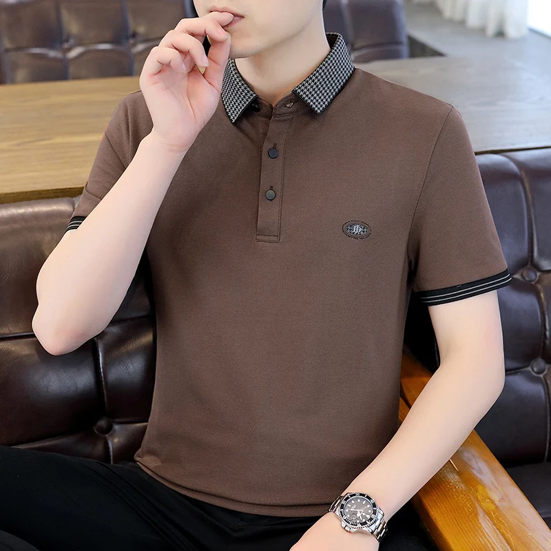 

Fashion Lapel Button Spliced Loose Business Polo Shirts Men's Clothing 2024 Summer New Casual Pullovers Tops All-match Tee Shirt