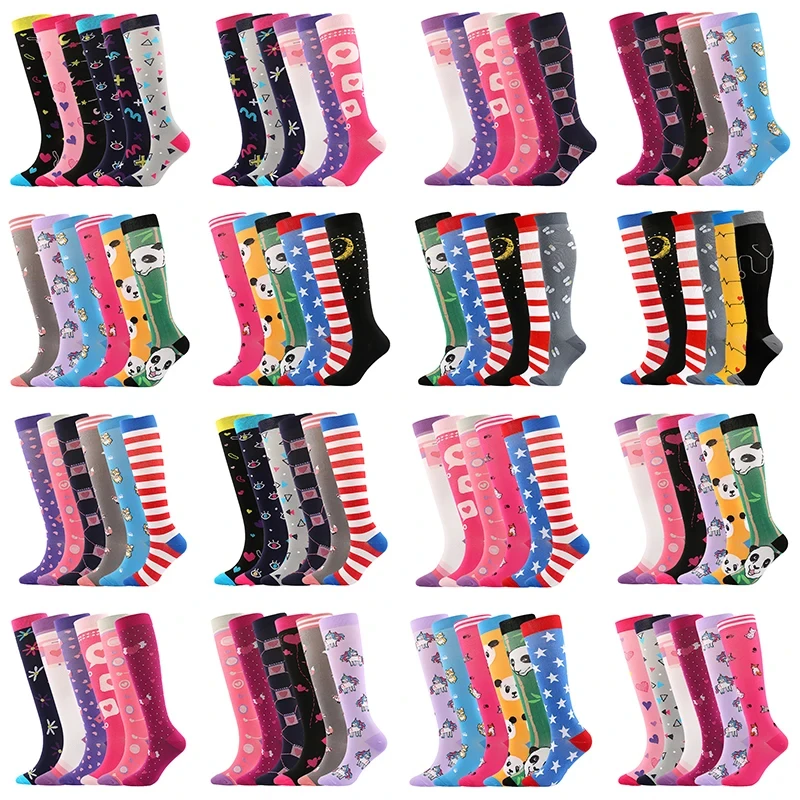 

6 Pairs Compression Socks For Men Women Varicose Veins Swelling Pregnancy 20-30mmhg Sports Socks Elastic Outdoor Running Cycling
