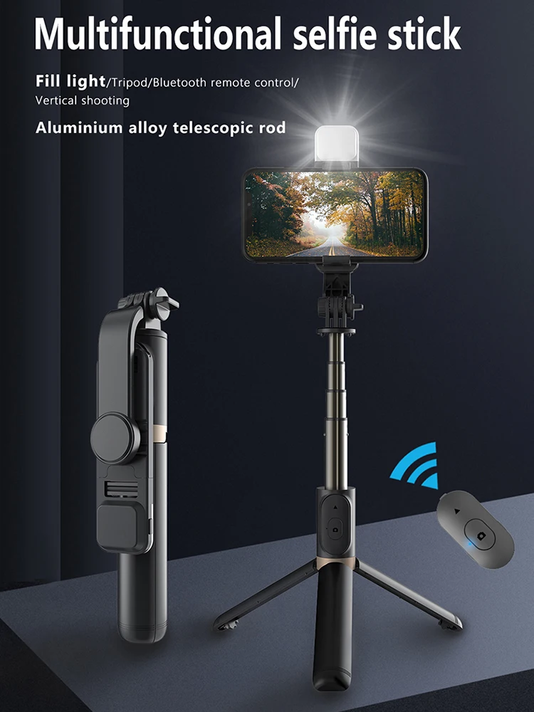 Multi-function Bluetooth remote control selfie stick stereo fill light photo integrated tripod aluminum alloy telescopic rod
Multi-function Bluetooth remote control selfie stick stereo fill light photo integrated tripod aluminum alloy telescopic rod
