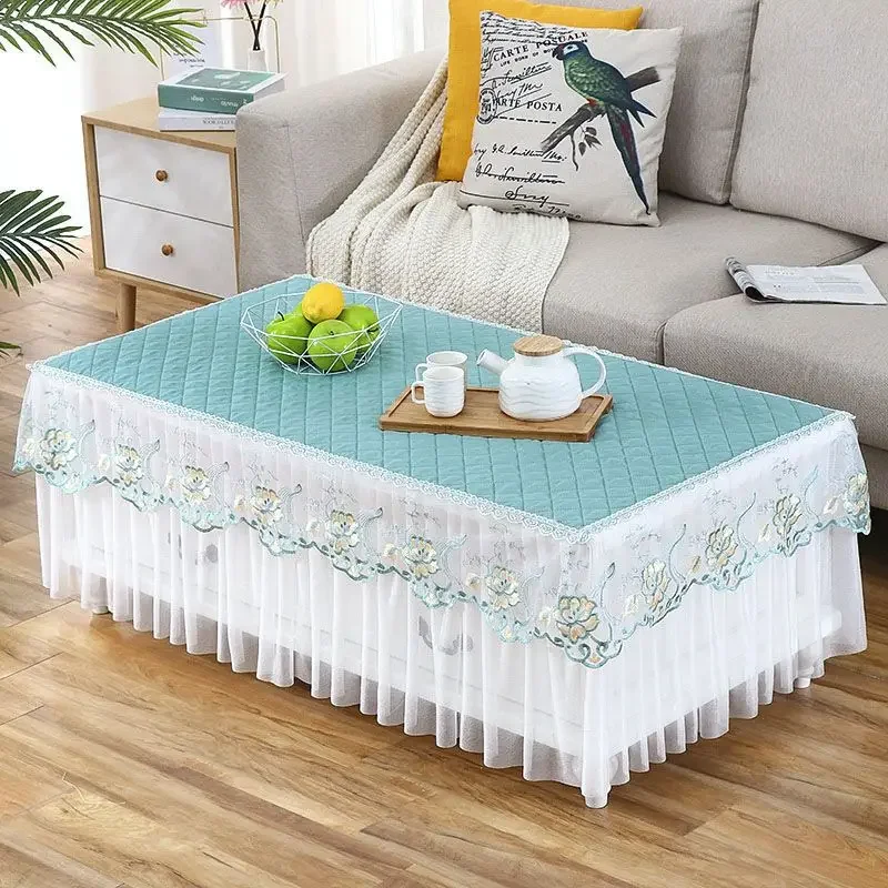 

New Pastoral Lace edge Rectangular Coffee Table Cover Dustproof Anti-skid Tablecloth Home Wedding Decoration dinning Table cloth