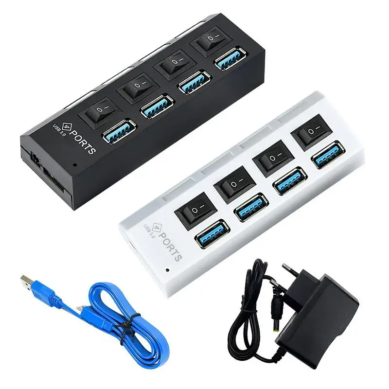 

USB3.0 Hub Multi USB Splitter Ports Power Adapter High-Speed Expansion Adapter 4 Port Multiple Expander With SwitchFor Home