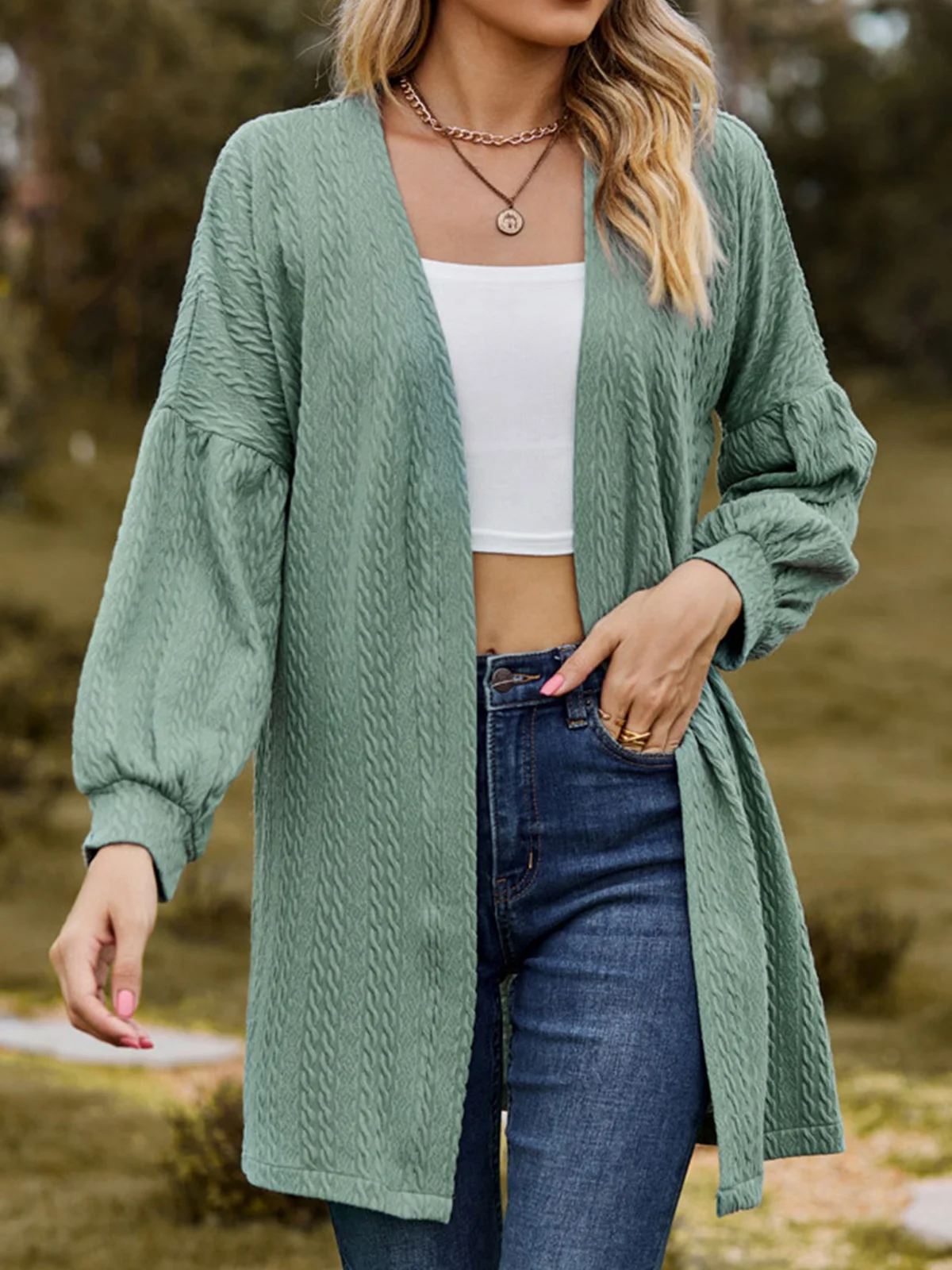 2023 Autumn Winter Jacquard Lantern Sleeve Open Front Cardigan Women Temperament Female Coat Ladies Outerwear Chic Clothing
2023 Autumn Winter Jacquard Lantern Sleeve Open Front Cardigan Women Temperament Female Coat Ladies Outerwear Chic Clothing
