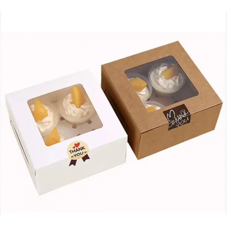 

Customized productPastry Box Packaging, Cupcake Bakery Pastry Box with Window Cake Packaging Food & Beverage Packaging Kraft Pap