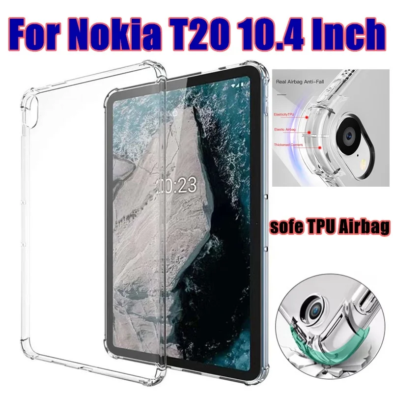 

Case For Nokia T21 T20 10.4 Inch TA-1392 TA-1394 TA-1397 T10 8.0 Transparent Silicone Shockproof Soft TPU Back Cover