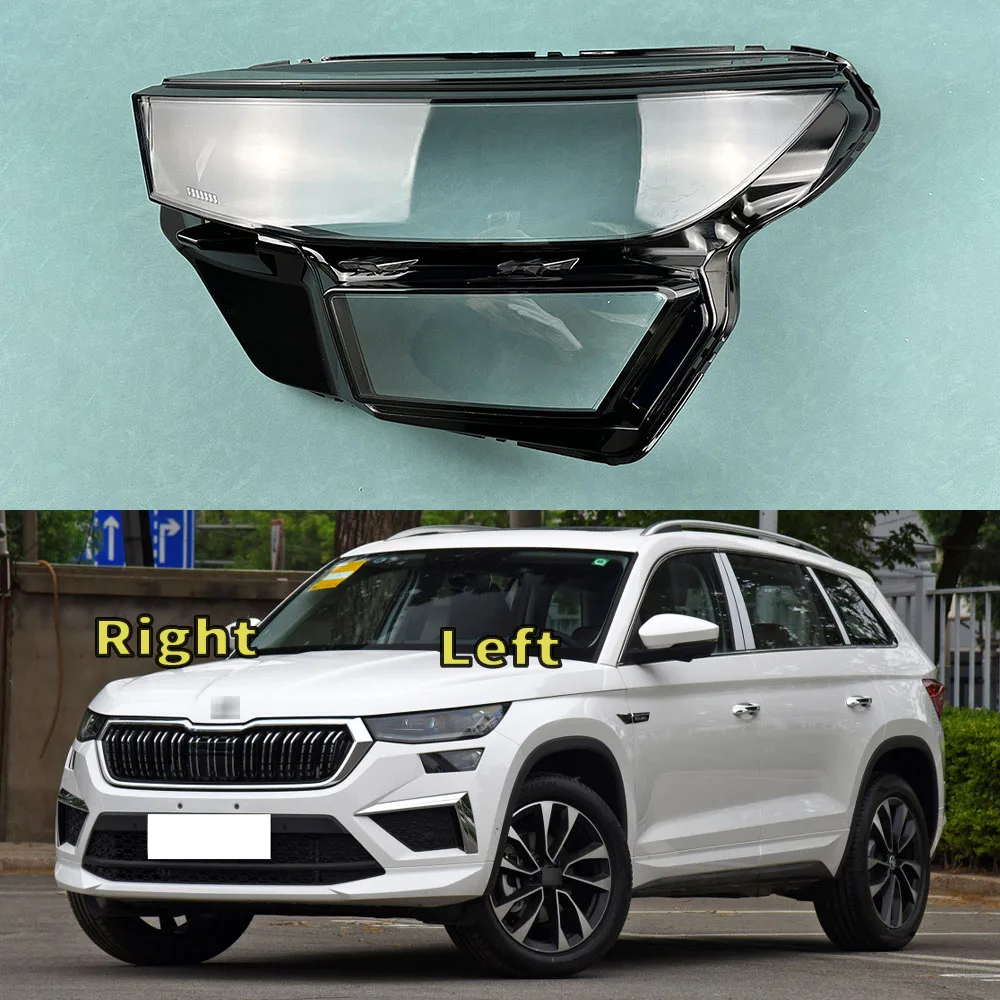 

For Skoda Kodiaq 2022 2023 2024 Headlight Cover Transparent Mask Headlamp Lamp Shell Lens Replace Original Lampshade Plexiglass