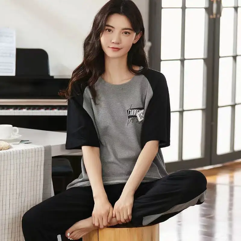SUO&CHAO Summer New Pajamas Set For Womens Short Sleeve Round Neck Tops And Long Pants Pyjamas Nightgown Sleepwear Homewear
SUO&CHAO Summer New Pajamas Set For Womens Short Sleeve Round Neck Tops And Long Pants Pyjamas Nightgown Sleepwear Homewear