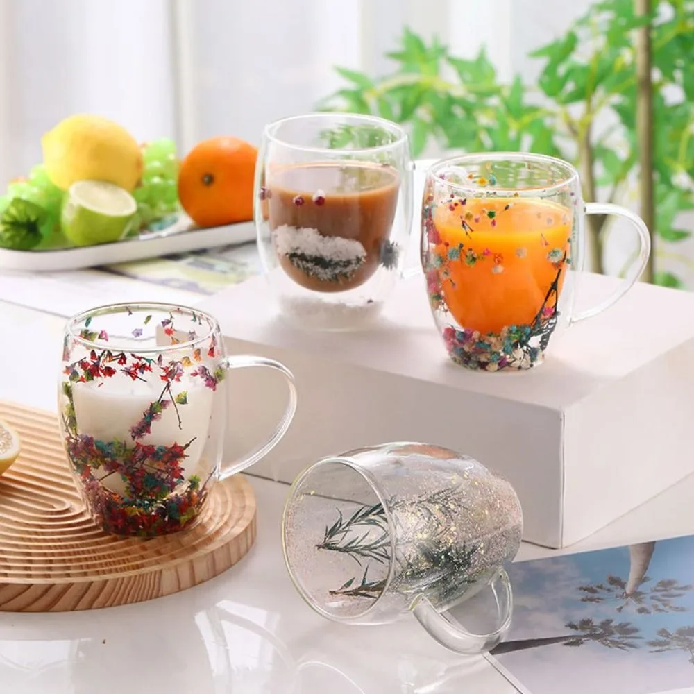 Floral Dry Flowers Cup Simple Heat Resistant Tea Coffee Cups INS Trends High Borosilicate Glass Double Wall Glass Cup
Floral Dry Flowers Cup Simple Heat Resistant Tea Coffee Cups INS Trends High Borosilicate Glass Double Wall Glass Cup