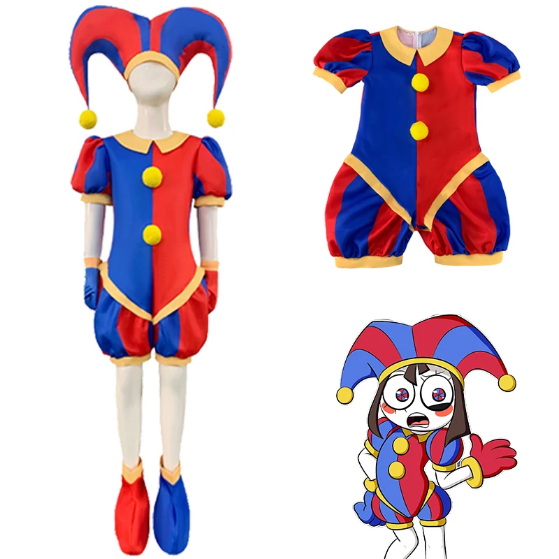 The Amazing Digital Circus Pomni Cosplay Costume Bodysuit Glove Hat Suit Kids Jumpsuits Halloween Stage Show Costume for Adult
The Amazing Digital Circus Pomni Cosplay Costume Bodysuit Glove Hat Suit Kids Jumpsuits Halloween Stage Show Costume for Adult