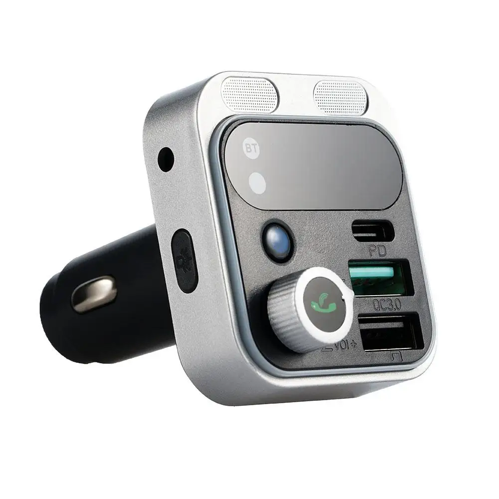 

48W Car Adapter Bluetooth 5.3 FM Transmitter For Car PD&QC3.0 Car Charger Bluetooth Adapter Dual Mics Deep Bass Sound Hands-Free
