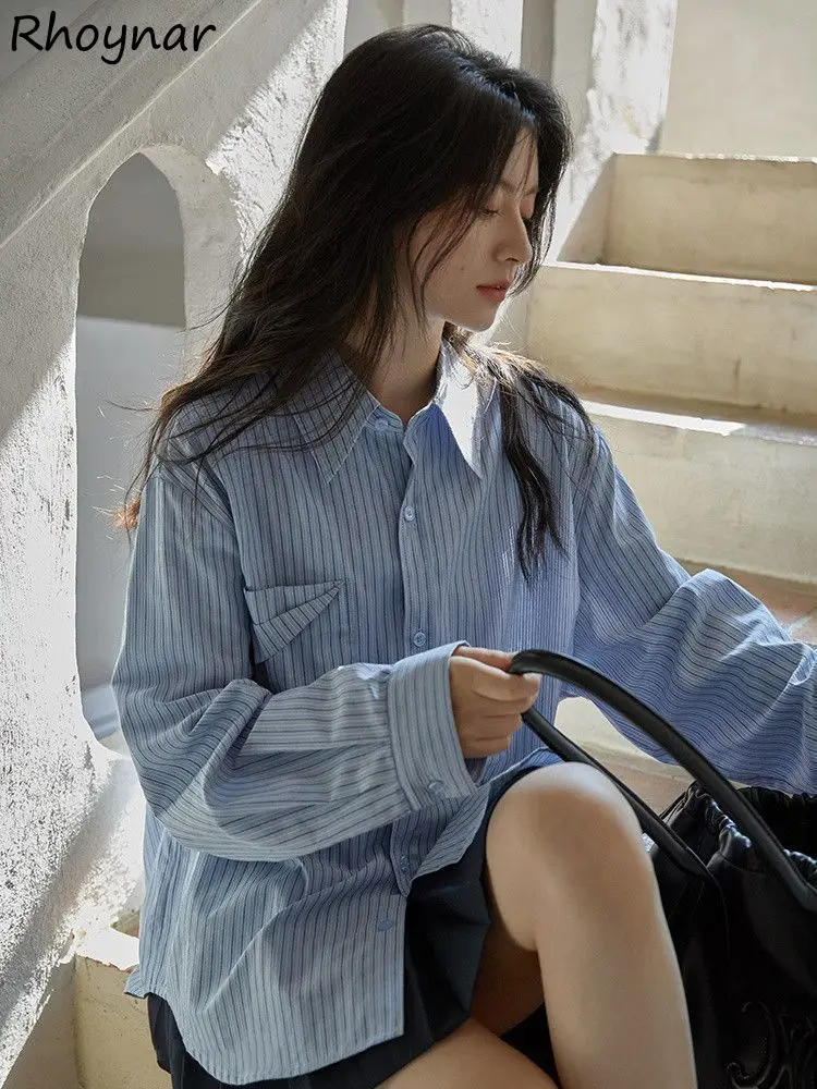 Shirts Women Striped All-match Autumn Creativity Age-reducing Basics Korean Style Vintage Attractive Classic Daily Popular Sweet
Shirts Women Striped All-match Autumn Creativity Age-reducing Basics Korean Style Vintage Attractive Classic Daily Popular Sweet