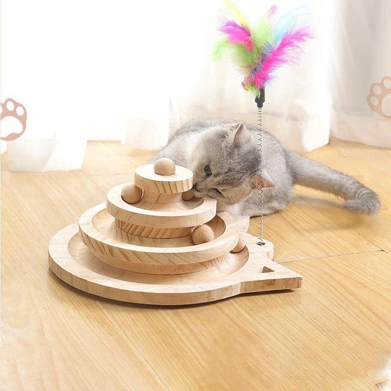 

Игра развлекательное дерево Тройная тренировочная интеллектуальная деревянная игрушка котенок уровни башня для питомцев диск треки 2/3 мяч игрушки Кот