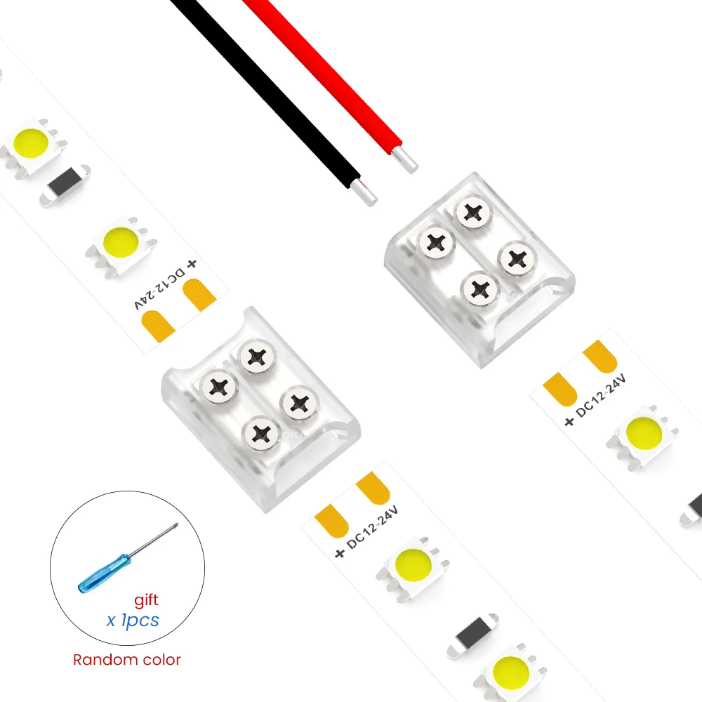 5-200pcs 2P Connector For LED Strip 8/10mm 3~24V Terminals For Electric Wires 22~16AWG IP20 COB SMD Connector With Screw Fixing
5-200pcs 2P Connector For LED Strip 8/10mm 3~24V Terminals For Electric Wires 22~16AWG IP20 COB SMD Connector With Screw Fixing