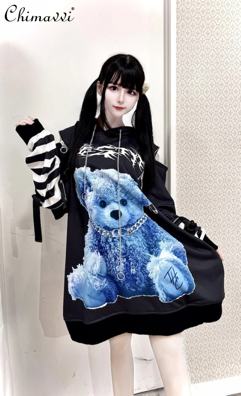 Japanese Style Harajuku Bear Off-Shoulder Zipper Detachable Oversleeve Hooded Sweatshirt Autumn Fashion Pullover Women Tops
Japanese Style Harajuku Bear Off-Shoulder Zipper Detachable Oversleeve Hooded Sweatshirt Autumn Fashion Pullover Women Tops