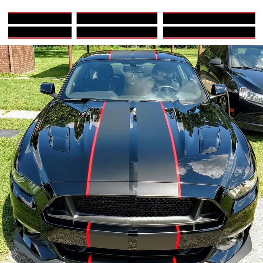 

3PCS Car Wrap Stickers and Decals for Ford Mustang 2015-2018 Car Body Kits Gear Shift Sticker Racing Stripes Rally Hood Vinyl