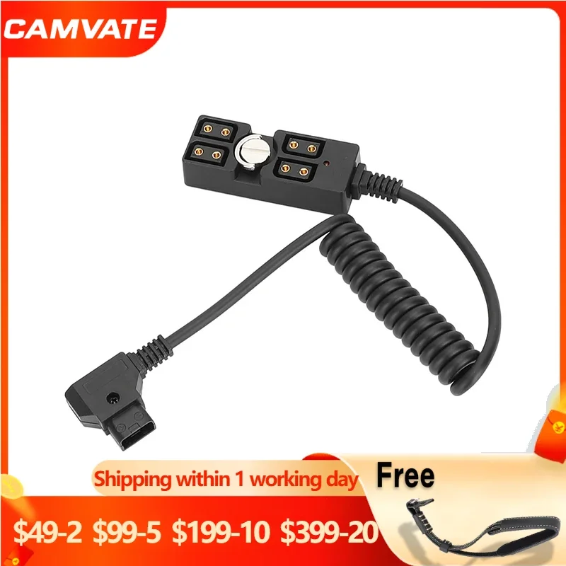 CAMVATE Male D-Tap to 4-Port Female D-Tap Splitter Hub Coiled Cable for Camera Gimbal Wireless Receiver Monitor LED Video Lights
CAMVATE Male D-Tap to 4-Port Female D-Tap Splitter Hub Coiled Cable for Camera Gimbal Wireless Receiver Monitor LED Video Lights