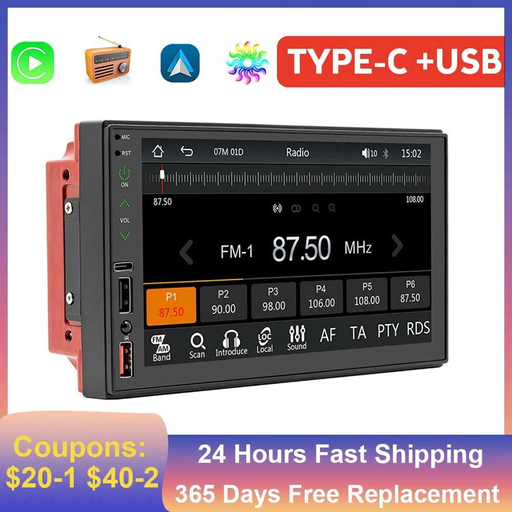 2Din Car Radio Bluetoothes Stereo Automotive MP5 Multimedia Player Handsfree USB Audio System Universal 7inch Auto Carplay Radio
2Din Car Radio Bluetoothes Stereo Automotive MP5 Multimedia Player Handsfree USB Audio System Universal 7inch Auto Carplay Radio
