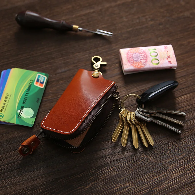 Genuine Leather Key Wallet Men Vintage Handmade Short Zipper Key Holder Case Keyring Keychain Housekeeper Organizer With Hook
Genuine Leather Key Wallet Men Vintage Handmade Short Zipper Key Holder Case Keyring Keychain Housekeeper Organizer With Hook