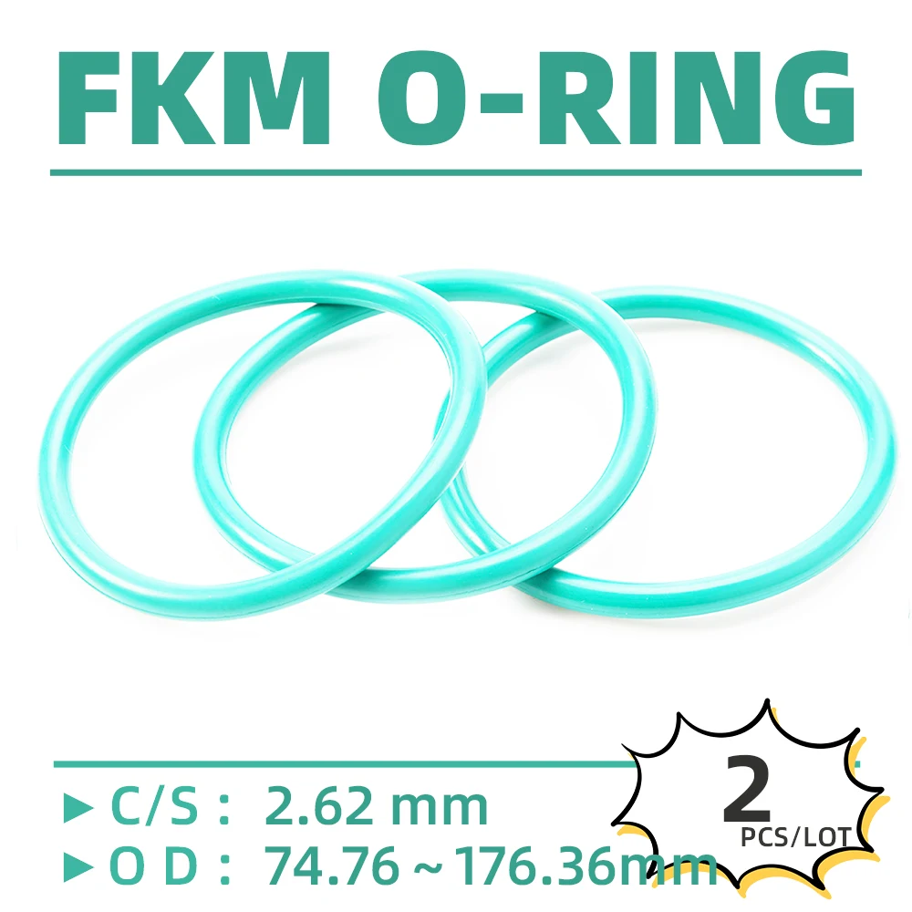 

2PCS/Lot Rubber FKM CS 2.62 mm OD 74.76/76.36/77.93/81.11/87.46/93.81/100.16/106.51 mm O Ring Gasket Oil Resistant Waterproof