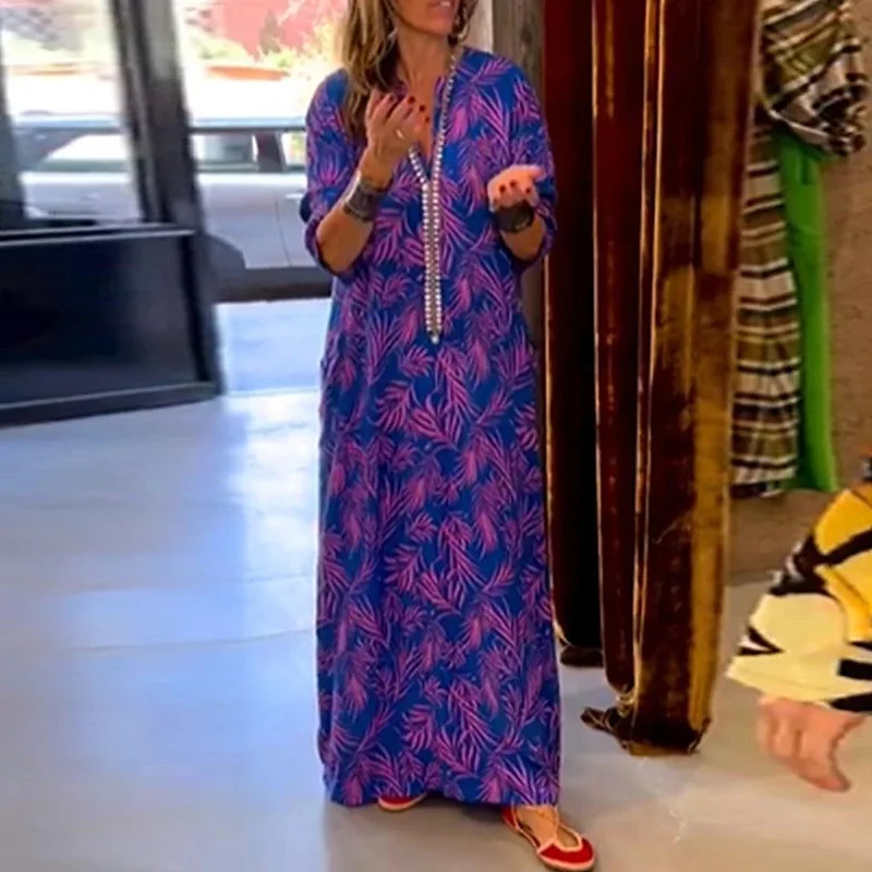 2023 Spring Summer Casual Loose Long Dress Fashion Ladies V-neck 3/4 Sleeve Beach Dress Vintage Pocket Straight Bohemian Dresses
2023 Spring Summer Casual Loose Long Dress Fashion Ladies V-neck 3/4 Sleeve Beach Dress Vintage Pocket Straight Bohemian Dresses